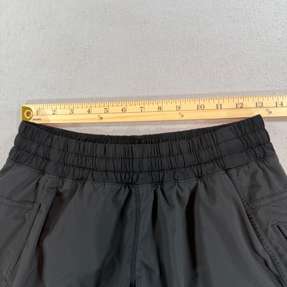 Lululemon Black Lined Running Shorts Womens Size 8 Elastic Waist Zip Pocket - Picture 7 of 9